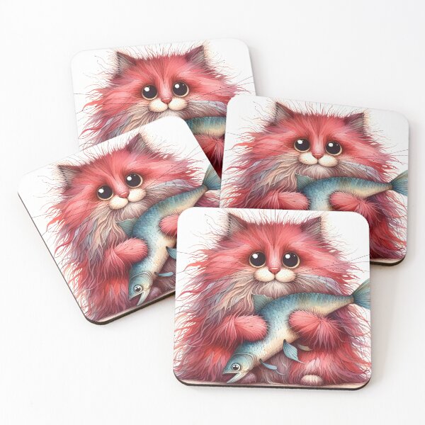 Item preview, Cat with fish designed and sold by NadyaMichaels.