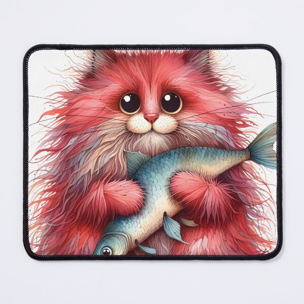 Item preview, Cat with fish designed and sold by NadyaMichaels.