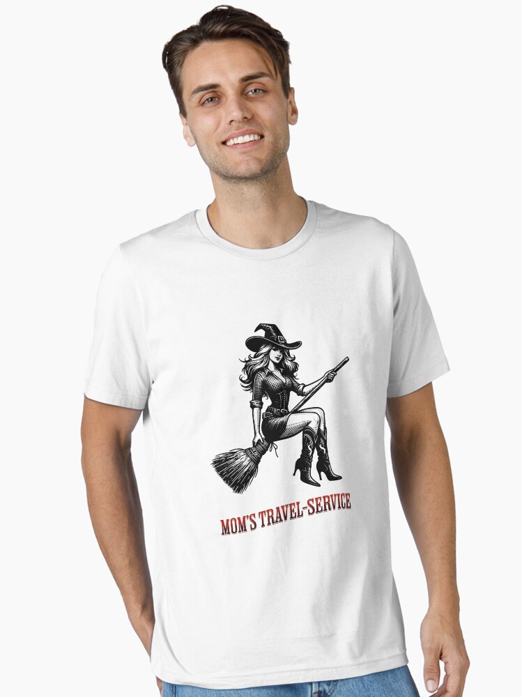 Thumbnail 1 von 7, Essential T-Shirt, Mom's Travel Service, Hexe auf dem Besen designt und verkauft von Matzi-MV.