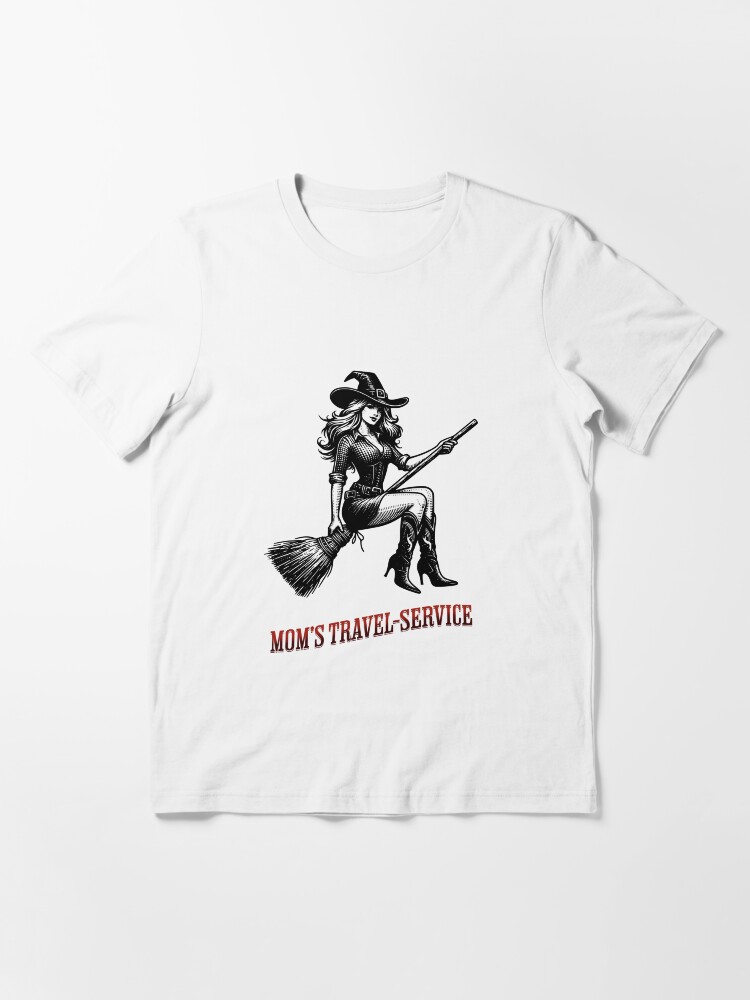 Thumbnail 3 von 7, Essential T-Shirt, Mom's Travel Service, Hexe auf dem Besen designt und verkauft von Matzi-MV.