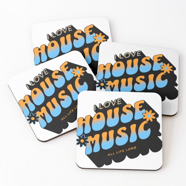 Item preview, HOUSE MUSIC  - I Love Mega Dropshadow (black/blue/orange)  designed and sold by Discothreadz.