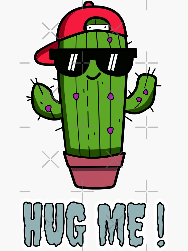 Thumbnail 3 of 3, Sticker, Hug Me! Kawaii Cactus Sarcastic designed and sold by FridPix.
