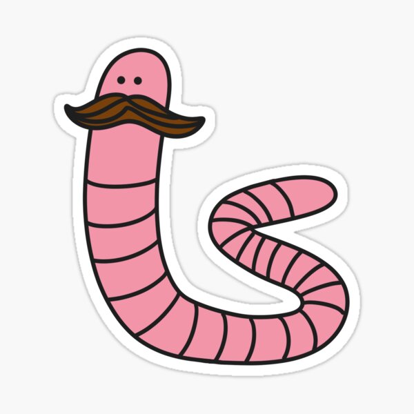 Worm with a Mustache Sticker