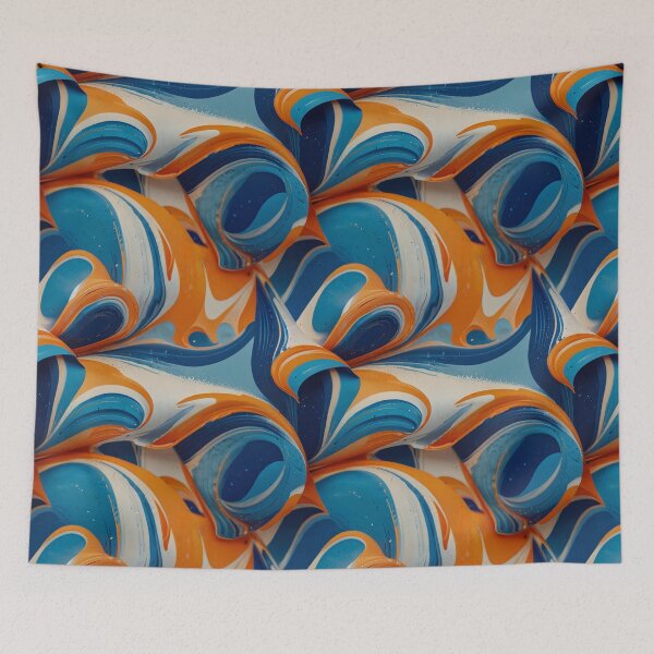 Item preview, Blue, Orange and White Swirling Pattern designed and sold by DJ-Portable.