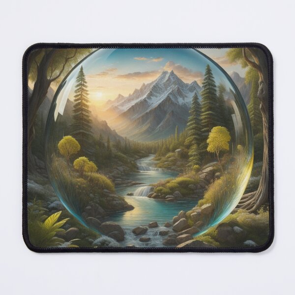 Item preview, Enchanted Glass Orb: Snow capped Mountains & Turquoise Stream designed and sold by EnchantedVista.