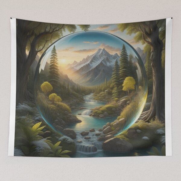 Item preview, Enchanted Glass Orb: Snow capped Mountains & Turquoise Stream designed and sold by EnchantedVista.