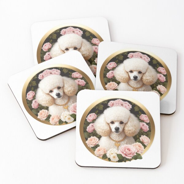 Item preview, White poodle and pastel pinks designed and sold by Astralia.