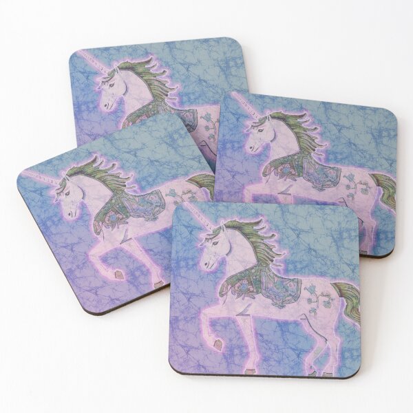 Item preview, Unicorn Batik tie dye fantasy pink blue square designed and sold by AuroraXGreen.