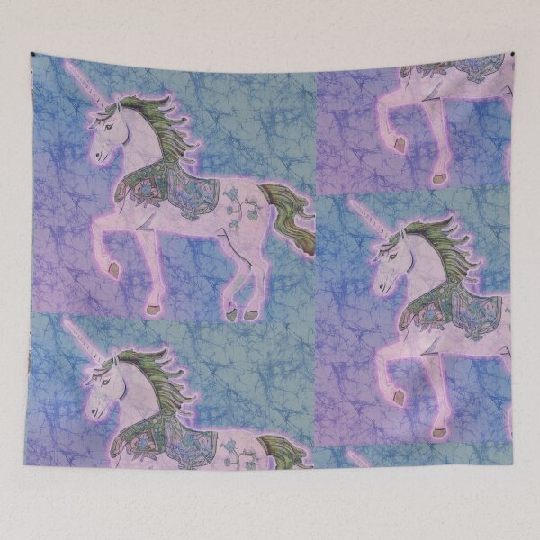 Item preview, Cuadrado Unicornio Batik tie dye fantasía rosa azul designed and sold by AuroraXGreen.