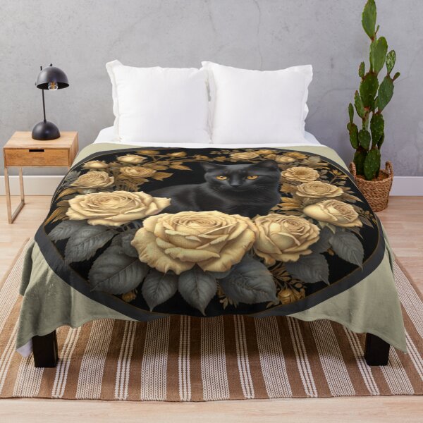 Item preview, Black cat and vintage roses designed and sold by Astralia.