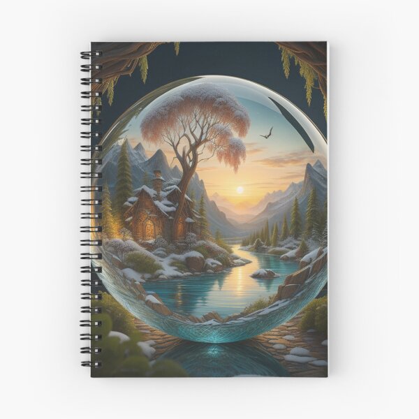 Item preview, Enchanted Sunset: Glass Orb Landscape With Snowy Mountains designed and sold by EnchantedVista.