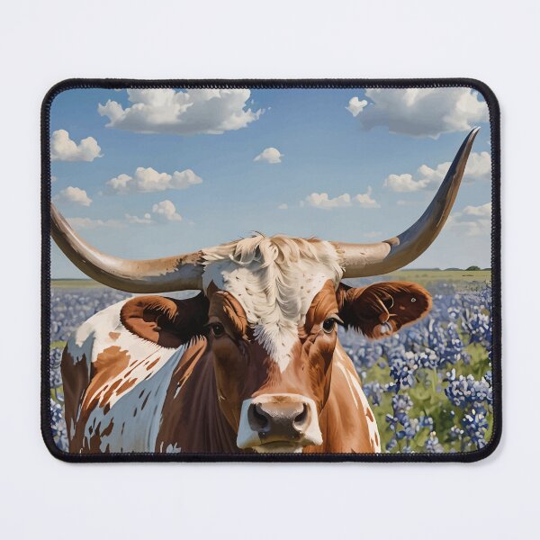 Item preview, Texan Cattle Breed Surrounded By Blue Lupins designed and sold by taiche.
