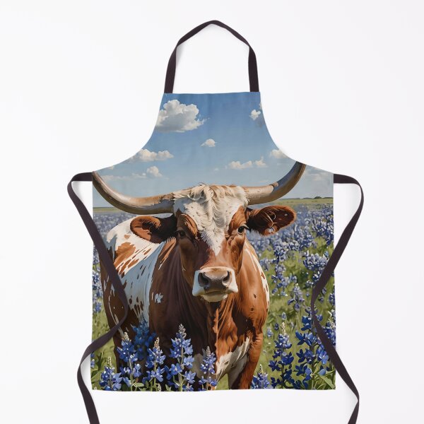 Item preview, Texan Cattle Breed Surrounded By Blue Lupins designed and sold by taiche.