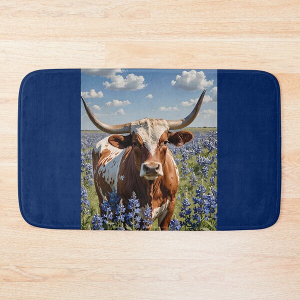 Item preview, Texan Cattle Breed Surrounded By Blue Lupins designed and sold by taiche.