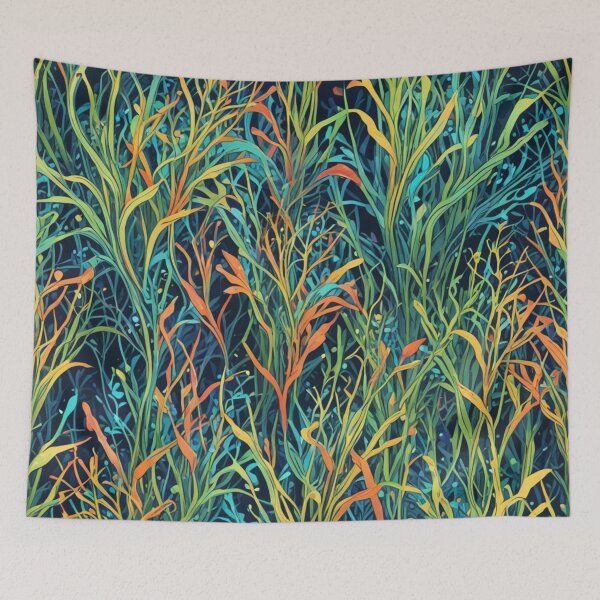 Item preview, Abstract Bioluminescent Seagrass Pattern designed and sold by calibrit.