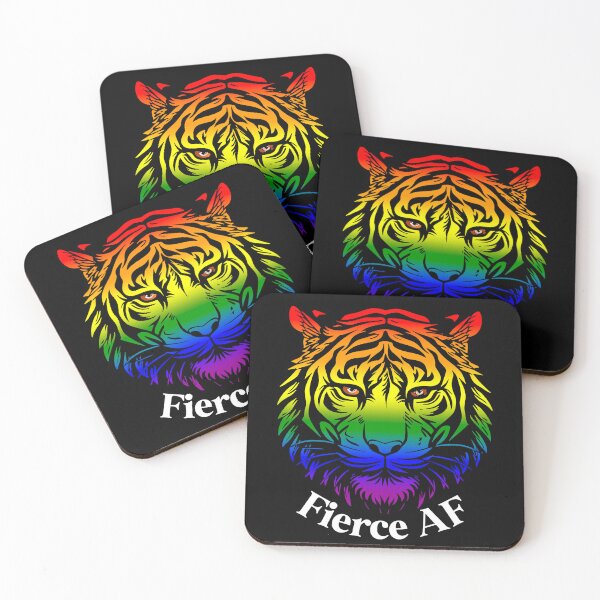 Item preview, Fierce AF Tiger with LGBTQ Rainbow Pride Flag Colors, Rainbow Flag Design designed and sold by Travelslightly.