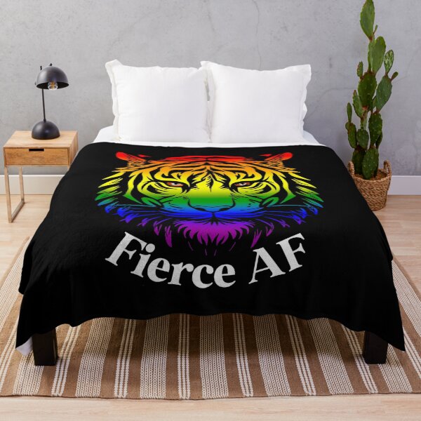 Item preview, Fierce AF Tiger with LGBTQ Rainbow Pride Flag Colors, Rainbow Flag Design designed and sold by Travelslightly.