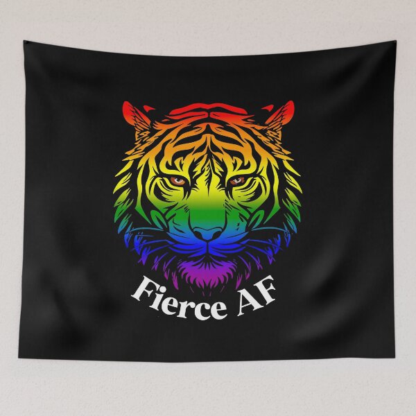 Item preview, Fierce AF Tiger with LGBTQ Rainbow Pride Flag Colors, Rainbow Flag Design designed and sold by Travelslightly.