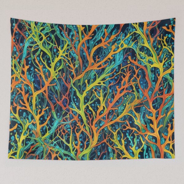 Item preview, Patrón abstracto de algas marinas bioluminiscentes designed and sold by calibrit.
