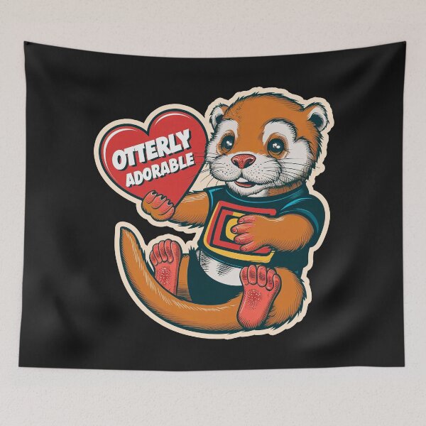 Item preview, "Otterly Adorable" Vintage Funny Otter Lover Cute T-Shirt designed and sold by Witty Shirts.