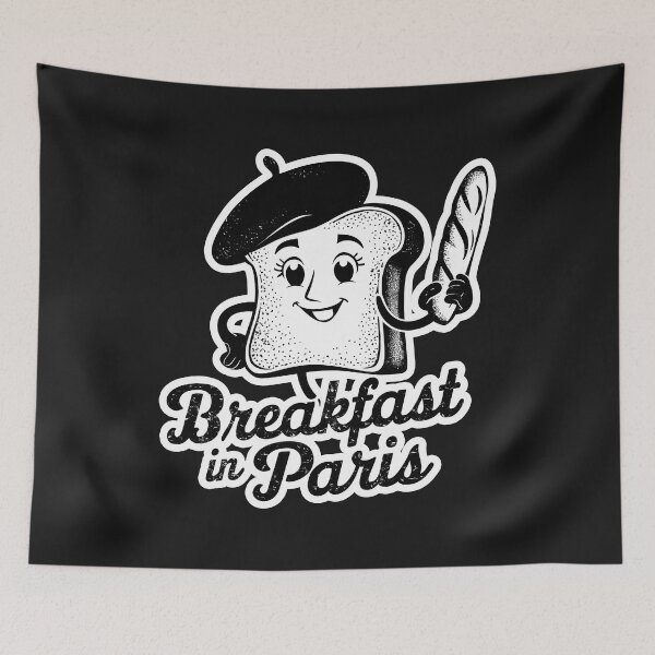 Item preview, ''Breakfast in Paris'' Cute Toast with French Beret and French Bread Funny T-Shirt designed and sold by Witty Shirts.