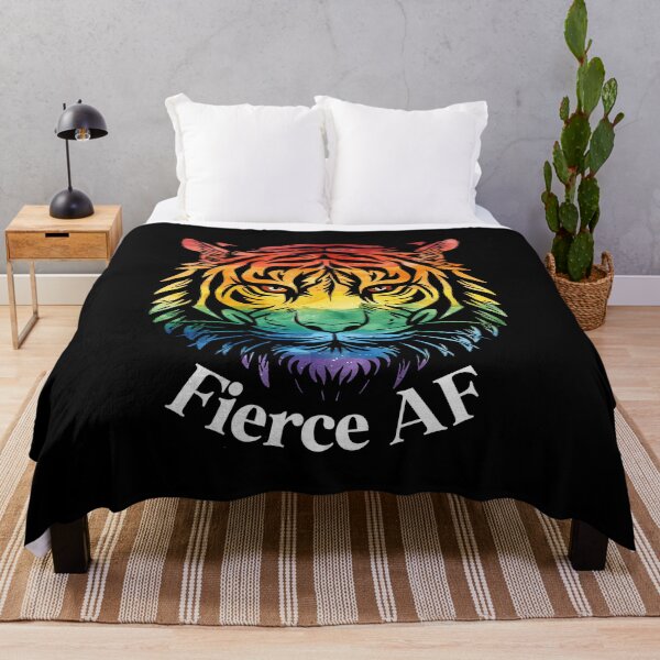 Item preview, Fierce AF Tiger with LGBTQ Watercolor Rainbow Pride Flag Colors, Rainbow Flag Design designed and sold by Travelslightly.