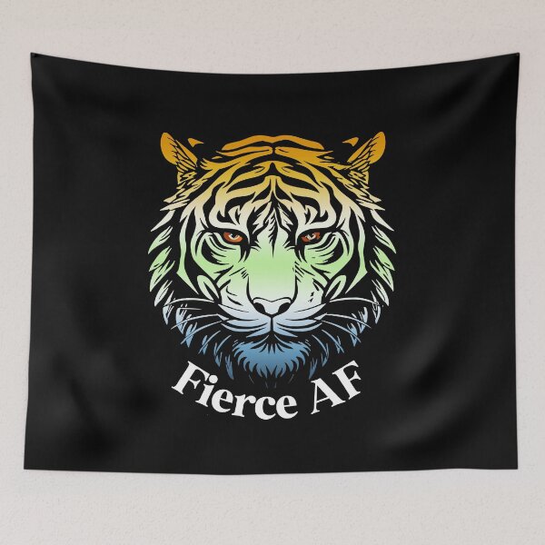 Item preview, Firece AF Tiger with AroAce Agender Pride Flag Colors, AroAce Agender Flag Design designed and sold by Travelslightly.