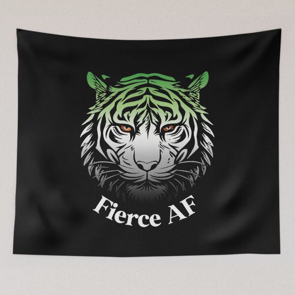 Item preview, Firece AF Tiger with Aromantic Flag Colors, Aromantic Flag Design designed and sold by Travelslightly.