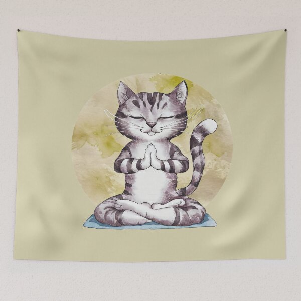Item preview, A Gray Cat Doing Yoga designed and sold by pixelplaza.