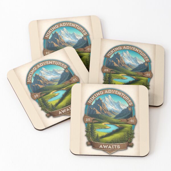 Item preview, Vintage Hiking Adventure Illustration: Hiking Adventures Awaits designed and sold by Ceemko's Vintage Corner.