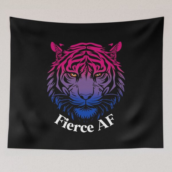 Item preview, Fierce AF Tiger with Bisexual Flag Colors, Bisexual Flag Design designed and sold by Travelslightly.
