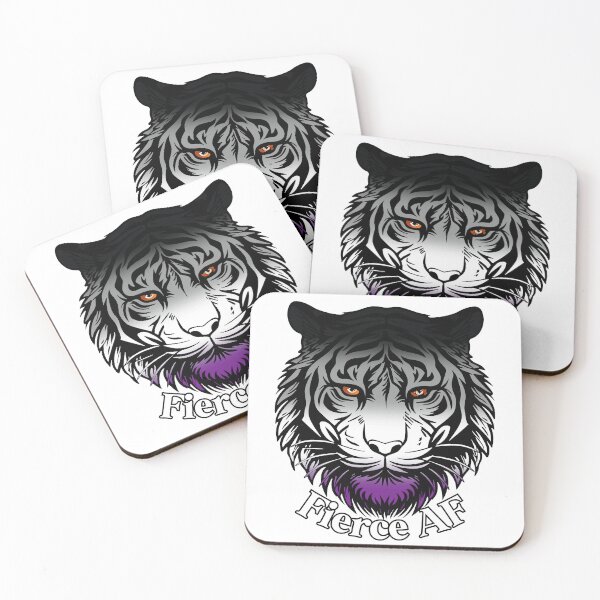 Item preview, Fierce AF Tiger with Asexual Flag Colors, Ace Flag Design designed and sold by Travelslightly.