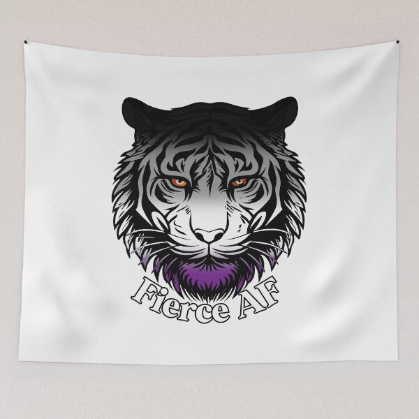 Item preview, Fierce AF Tiger with Asexual Flag Colors, Ace Flag Design designed and sold by Travelslightly.