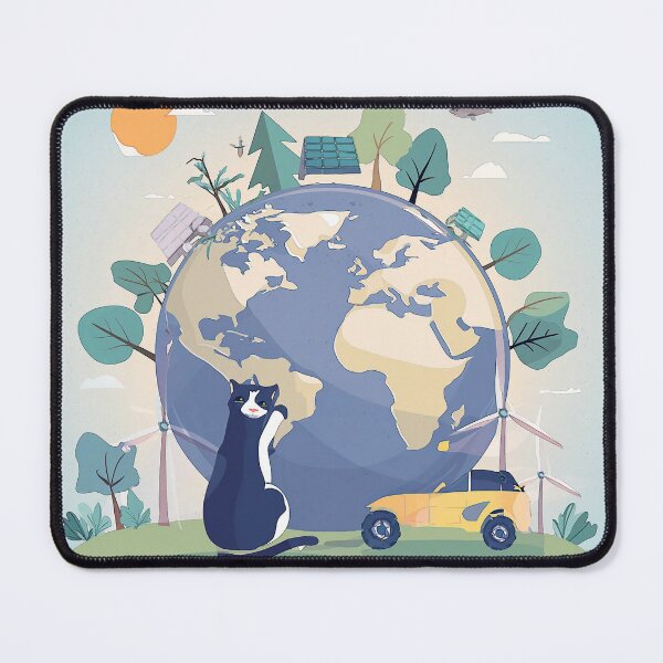 Item preview, Cartoon image of cat on the concept of good environmental conservation. designed and sold by PhotoSticker-YY.