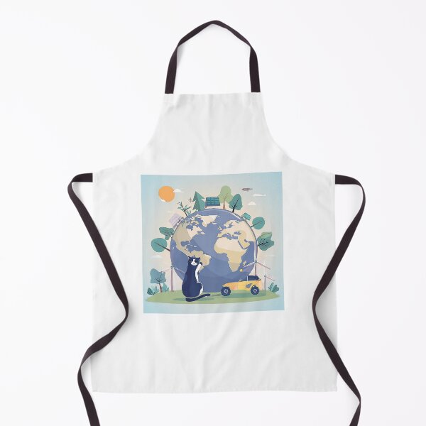 Item preview, Cartoon image of cat on the concept of good environmental conservation. designed and sold by PhotoSticker-YY.