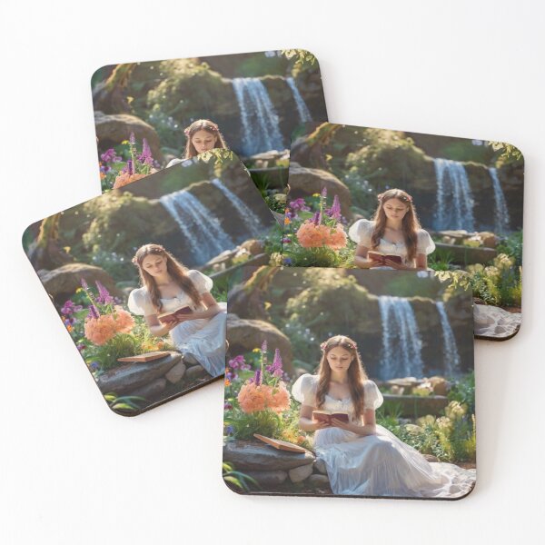 Artikelvorschau, Victorian Woman Reading in the Enchanted Garden Cascade entworfen und verkauft von BlareBlare.