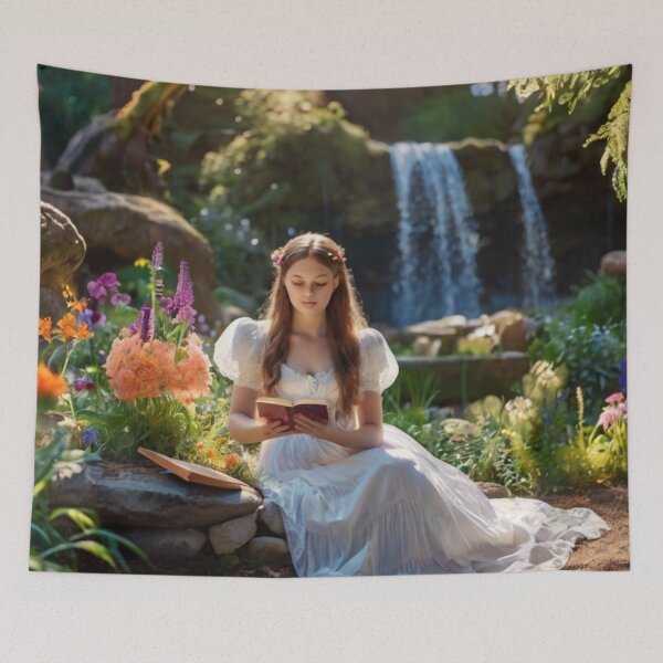 Item preview, Victorian Woman Reading in the Enchanted Garden Cascade designed and sold by BlareBlare.