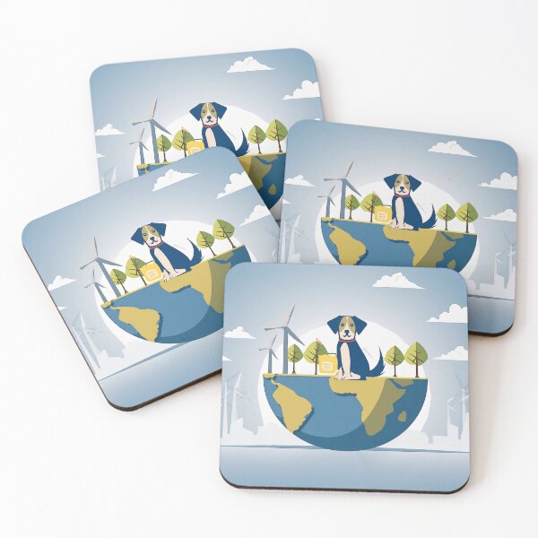 Item preview, Cartoon image of dog in concept of sustainable world.  designed and sold by PhotoSticker-YY.