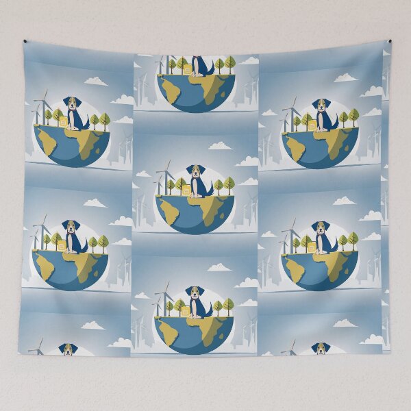 Item preview, Cartoon image of dog in concept of sustainable world.  designed and sold by PhotoSticker-YY.