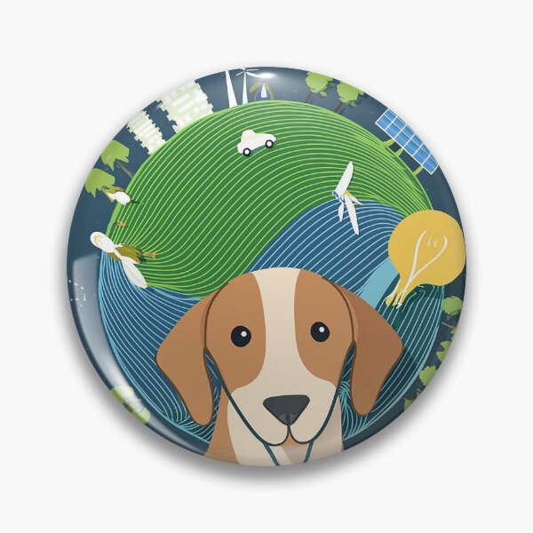 Item preview, Cartoon image of dog and green world concept. designed and sold by PhotoSticker-YY.