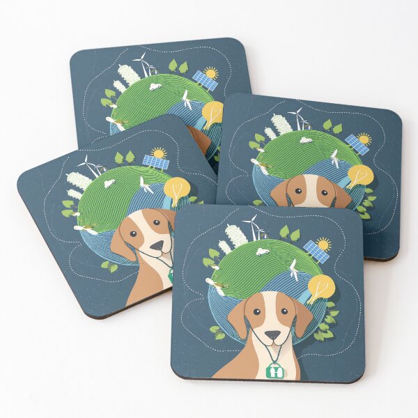 Item preview, Cartoon image of dog and green world concept. designed and sold by PhotoSticker-YY.