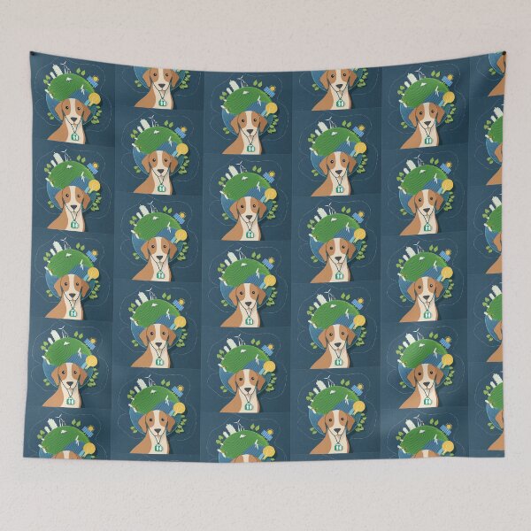 Item preview, Cartoon image of dog and green world concept. designed and sold by PhotoSticker-YY.