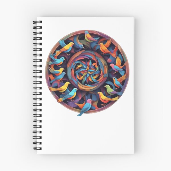 Item preview, Colorful Bird Design with Pinwheel design in the center in watercolor paint designed and sold by EmeraldCauldren.
