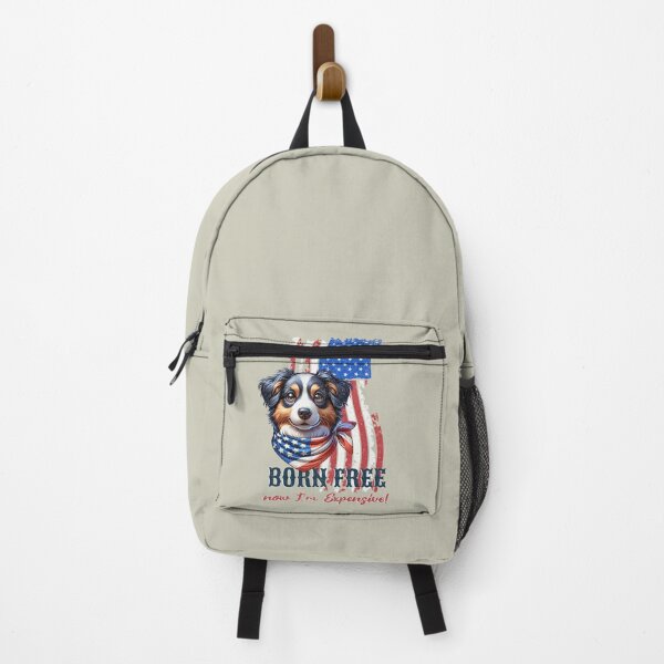 Item preview,  Australia Shepherd Born Free Now I'm Expensive! 4th of July celebration designed and sold by CrazyInk23.