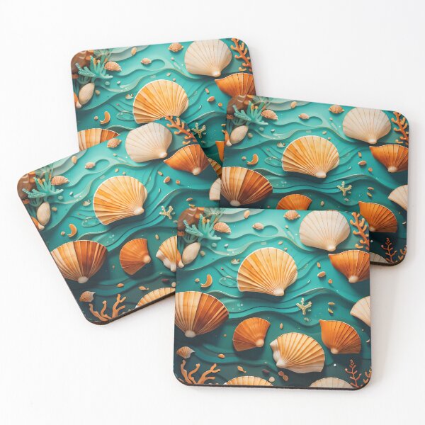 Item preview, Sea Turquoise Brown Orange Sea Shells Animated Art designed and sold by RedOrBlueIts4U.