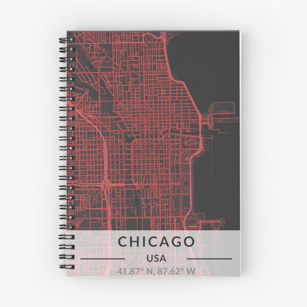 Item preview, Arte del mapa minimalista de Chicago (rojo y negro) designed and sold by MapMyCity.