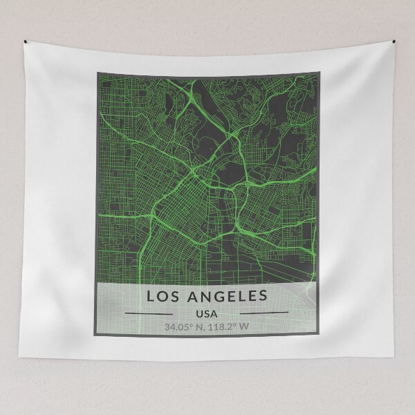 Item preview, Los Angeles Minimalist Map Art (Green and Black) designed and sold by MapMyCity.