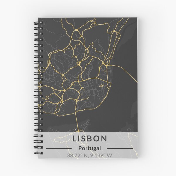 Aperçu de l'œuvre Lisbonne Minimalist Map Art (noir et or) créée et vendue par MapMyCity.