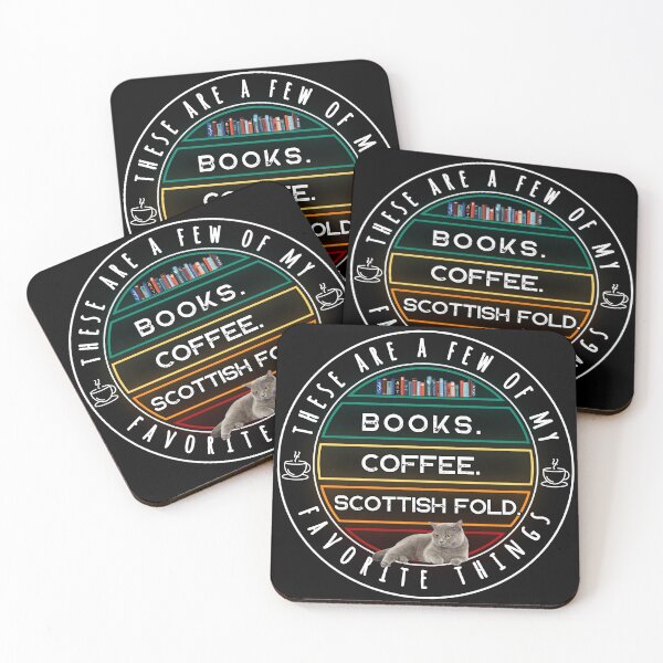 Item preview, Retro Stripes - BOOKS. COFFEE. SCOTTISH FOLD. These Are A Few of My Favorite Things Distressed Scottish Fold Cat Funny Graphic Slogan designed and sold by CanvasThread.