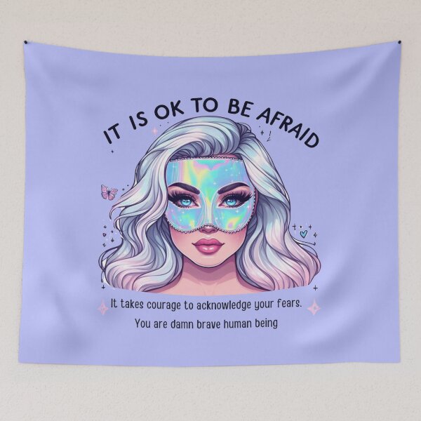 Item preview, Pastel Holographic Watercolor Sticker: Validating Fear, Normalizing Emotion designed and sold by Queueka.